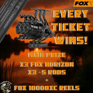 EVERY TICKET WINS - X3 FOX HORIZON X3S RODS + FOX 10000 XC REEL BUNDLE MAIN PRIZE